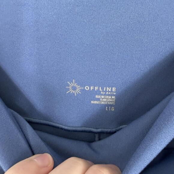 Aerie Womens Offline Real Me High Waisted Crossover Flare Leggings Blue Large - Picture 4 of 5